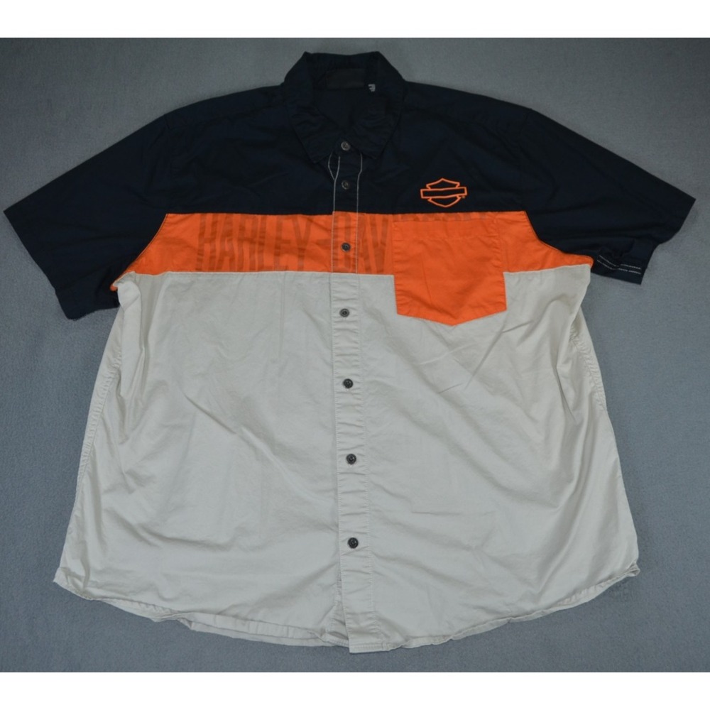 Harley Davidson Mechanic Garage Shirt Button Up Short Sleeve Mens 2XL